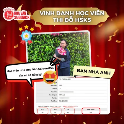 Vinh danh học viên thi đỗ HSK5 — bạn Nhã Anh