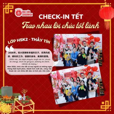 Lớp HSK2 của thầy Tín gửi lời chúc Tết bằng tiếng Trung