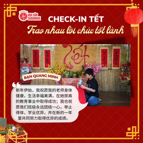 Bạn Quang Minh gửi lời chúc năm mới đến thầy cô và cả lớp